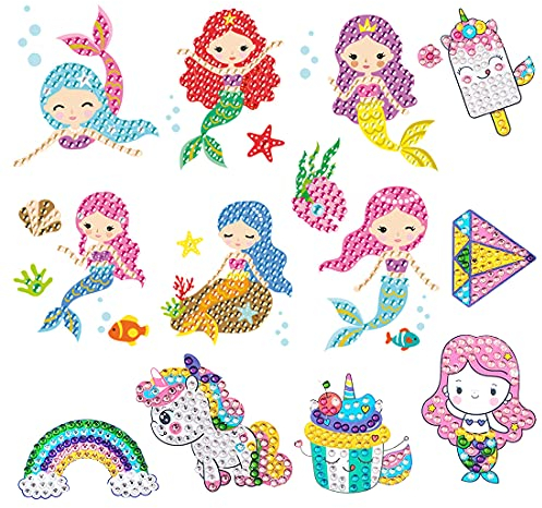 5D Diamand Painting Set für Kinder, 5D Diamant Aufkleber Set, 5D Diamand Painting Aufkleber Kinder, Tiere Diamant Aufkleber Kit, für Kinder und Erwachsene Anfänger Mädchen