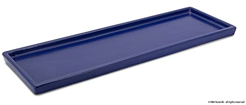 K&K Keramik Unterschale/Untersetzer 56x18cm für Blumenkasten 58x20x18cm blau