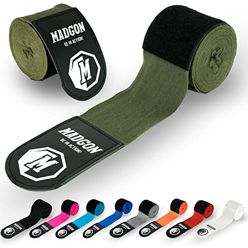 MADGON Boxbandagen mit Daumenschlaufe & starkem Klett | Box Bandage in 3 m / 3,8 m / 4,5 m – ideal für Boxen, MMA, Kickboxen, Training & Sparring | 2er Set