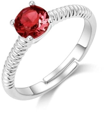 Philip Jones Anillo ajustable de cristal rojo creado con cristales de Zircondia®