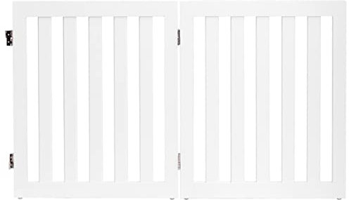 GOPLUS Barrière de Sécurité Pliable en MDF, 2/3/4/5/6 Barrière de Protection, Grille de Sécurité avec Coins Arrondis, pour Animaux Chiens Chats, Porte/Escalier (2 * 60x50cm, Blanc)