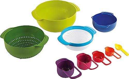 Casdon Joseph Joseph Nest 9 | Colourful Toy Food Prep Set for Children Age 3+, Includes 9 Different Sized Utensils!, Various Bright Primary Colors