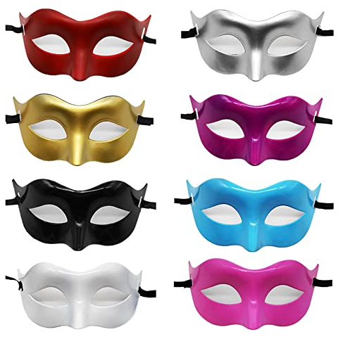 Qiwenr 8Pcs Maskerade-Maske Maskerade KostüM,Halloweenmaske Retro Maskerade Maske,Venezianische Augenmaske,FüR MäNner Frauen Party Ball Halloween(Gemischte Farbe)