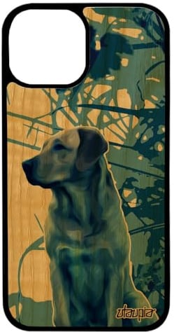 utaupia Schutzhülle aus echtem Holz Silikon für iPhone 13 Mini Hund 128 GB Natur Blau Golden Retriever Schwarz Tiere Welpe Hartschale Labrador
