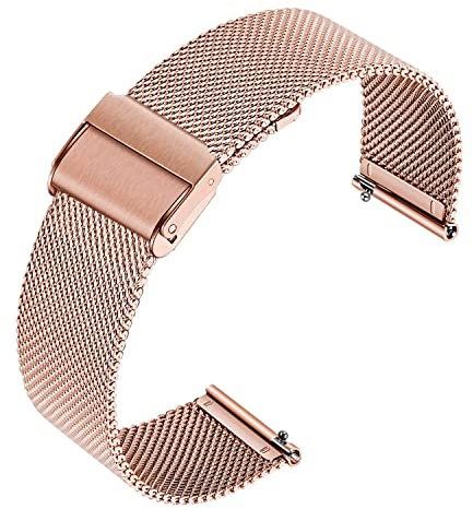 Lahviuu Bracelet de Montre,22mm Metal Bracelets de Montres Smartwatch Universelle Maille Bracelets de Rechange de à Libération Rapide pour Homme Femme Or Rose