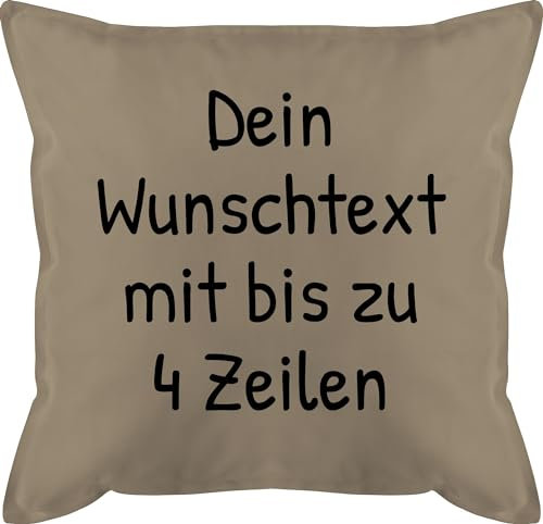 Kissen 50x50 - Aufdruck selbst gestalten - Wunschdruck Text Namen - 50 x 50 cm - Beige - Kissenbezug Bedrucken Lassen personalisiertes personalisierter kopfkissen füllung Name wunschtext Pillow