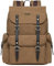 KAUKKO Canvas Retro Rucksack Damen Herren, Vintage Jagdrucksack Wanderrucksack mit 14 Zoll Laptopfach für Arbeit, Ausflüge, Uni, 20L, Khaki-FP703