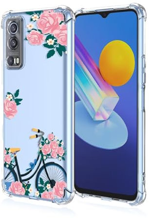 Topme Coque pour Vivo Y52 5G / Vivo Y72 5G 6.58, Étui de Téléphone Portable en Silicone TPU Souple avec Motif Peint Transparent - Fleurs 9