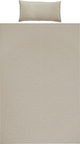 REDBEST Bettwäsche, Bettgarnitur Seersucker Uni Detroit Taupe Größe 40x80 cm / 135x200 cm - weich, schnell trocknend, bügelfrei, mit Reißverschluss