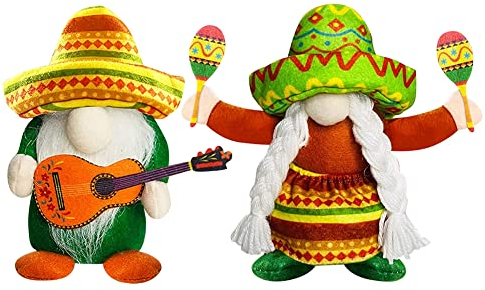 2 Stück Hawaiianischer Stil Figuren Strohhut Puppe Geburtstagsdeko Gesichtsloser Alter Mann Cake Topper Weihnachten Karneval Figuren Party Zubehör Kuchen Dekoration Lieferungen für Kinder Party