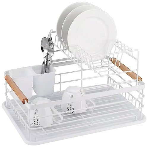 KING HOFF 2-stufiger Geschirrtrockner, Abtropfgestell, Geschirrabtropfgestell 43x32x27cm (Weiß)