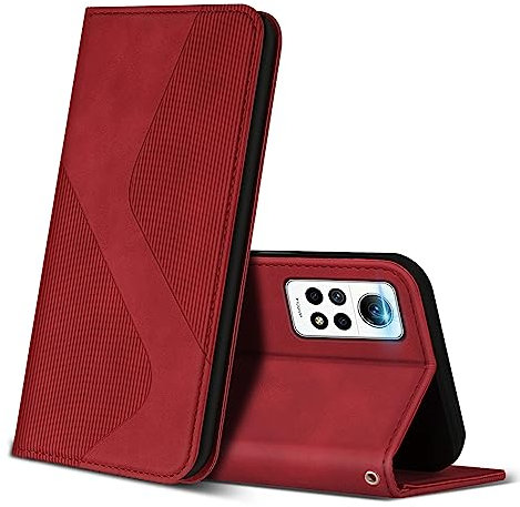 ZONNAVI Hülle für Xiaomi Redmi Note 12 Pro 4G, PU Leder Handyhülle mit Kartenfächer und Standfunktion, Lederhülle Flip Wallet Case Schutzhülle für Redmi Note 12 Pro 4G (Rot)