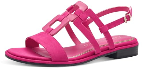 MARCO TOZZI Damen Sandalen mit Absatz mit Verstellbarem Riemen Sommer, Rosa (Pink Comb), 38 EU