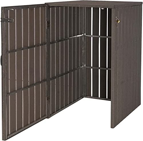 Décoshop26 Abri de poubelles extérieur conteneurs à ordures avec Couvercle jusqu'à 2 bacs 117x80x105 cm Aspect Bois métallique Extensible Gris 04_0005597