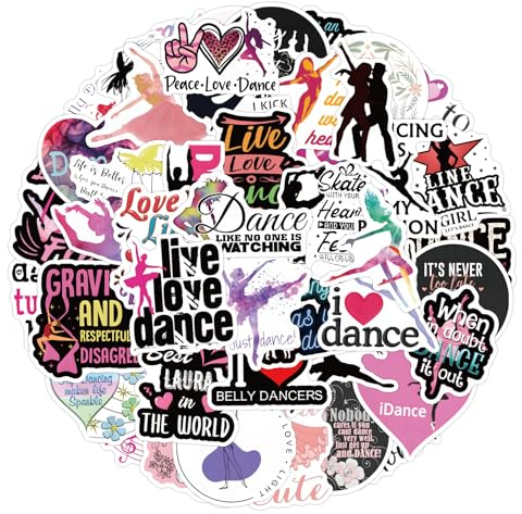 Dance Aufkleber für Laptop (60 PCS),Geschenk für Kinder Jugendliche Erwachsene Jungen,Dance Stickers Wasserdicht Vinyl Aufkleber für Scrapbook,Skateboard,Auto,Gepäck