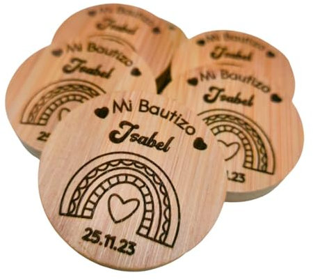 BurningWood Abrebotellas bambú abridores abrelatas Personalizados con Imán, Abrebotellas Boda Comunion, Bolsa regalo regalos personalizados diseño a elegir abrebotellas iman abre botellas