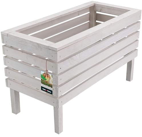 KOTARBAU® Hochbeete für Garten 64 x 30 x 39 cm Blumenkasten Holz Weiß Balkon Pflanzkasten Blumenkiste Blumentopf Holzblumenkästen Pflanztopf Pflanzkübel Holzkasten Gemüsebeet Gartenbeet