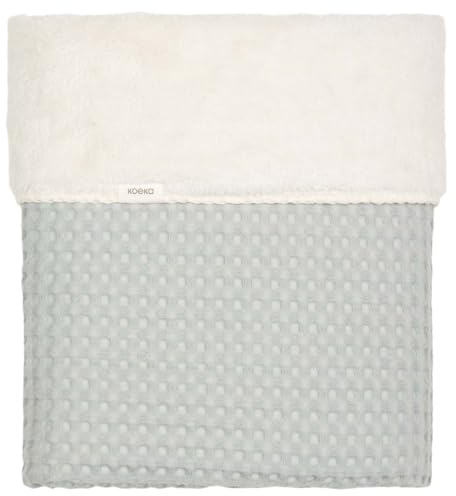Koeka Babydecke - Kuscheldecke - Für Babywiege Und Babykorbe -mit Teddy Gefüttert - Oslo - Waffelstoff Aus Baumwolle - Atmungsaktiv - Abwaschbar -