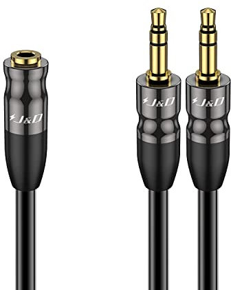 J&D 3.5 mm to 2x 3.5 mm Câble, Plaqué Or Coquille de Cuivre Heavy Duty 3.5mm 1/8 Pouce TRS Femelle vers 2 x 3.5mm 1/8 PouceTRS Mâle Adaptateur Audio Stéréo Y Splitter Câble, 2 Meter