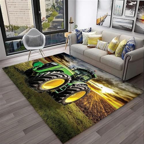 YOUSHIHUI 3D-grüner Traktor-Teppich, Zuhause, Wohnzimmer, Kinderzimmer, Sofa, Fußmatte, Dekoration, Küche, rutschfeste Bodenmatte
