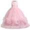 IDOPIP Enfants Filles sans Manches Dentelle Broderie Mariage Demoiselle d'honneur Princesse Couches Tulle Robes de fête soirée Bal Robe de Bal Rose 9-10 Ans