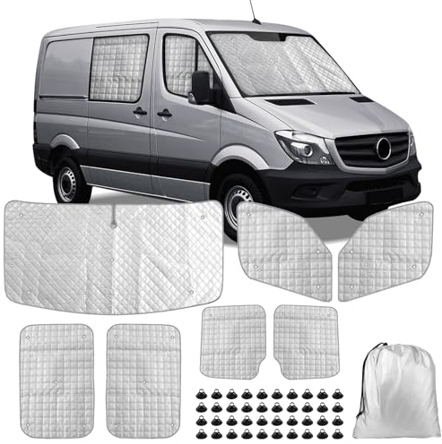 7 Piezas Parasol del Parabrisas Automóvil Reemplazo para Mercedes Sprinter 2006-2019, Cabina del Conductor Reemplazo para VW Crafter LWB 2006-2019, Cubierta de Parasol Automóvil, Parasol Plegable