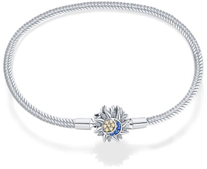 HappyStar Bracciale Donna Argento 925, Bracciali Bead Charm Da Donna,Braccialetto in Argento Sterling con chiusura Regali per donne.