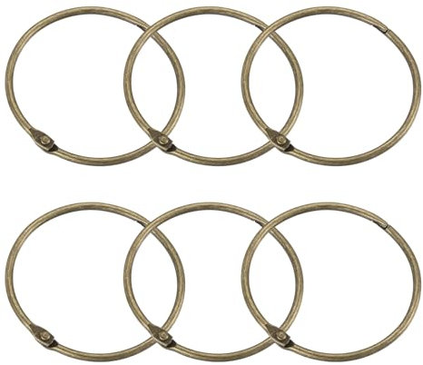 sourcing map Shower Curtain Rings,6pcs - Carbon Steel Round Snap Shower Curtain Hooks, 3 Inch Loose Leaf Binder Rings for Shower Curtain Rods (Bronze)