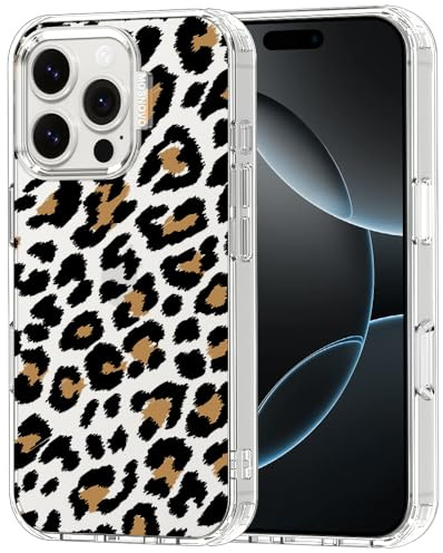 MOSNOVO Case for iPhone 16 Pro, [Buffertech 6.6ft Military-Grade Drop Protection] [Anti Peel Off Tech] Clear TPU Bumper Phone Case Cover Design - Leopard Print