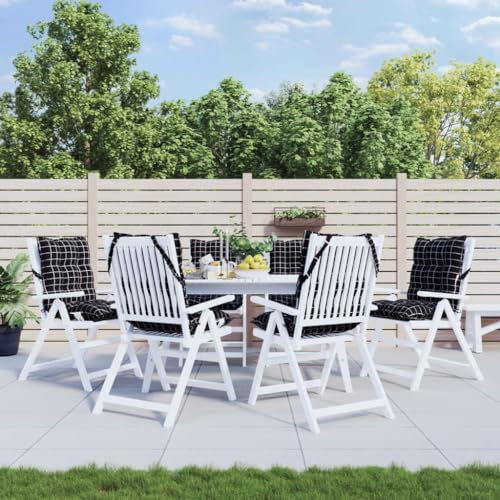 qohoio Niedriglehner-Auflagen 6 STK. Gartenstuhlauflagen Auflagen FüR Gartenmö Gartenstuhl AuflageSchwarz Karomuster Oxford-Gewebe
