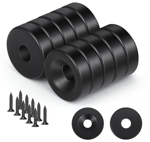 Wukong 10 StüCk Schwarze Runde Magnete, 10x3 Mm Mini-Magnete Mit Loch, Topfmagnete Mit Schrauben FüR KüHlschrank, Whiteboard, Pinnwand, BüRo Und Bastelarbeiten