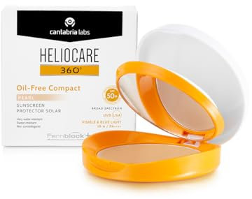 Cantabria Labs Heliocare 360º Compact Oil Free Pearl LSF 50, fortschrittlicher Lichtschutz mit Farbe, Antioxidans, kompaktes Format, mattes Finish, für Mischhaut oder fettige Haut, 10 g