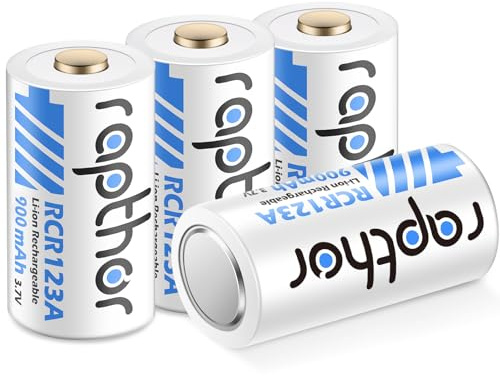 Rapthor 3.7V 900mAh Akku 4er Pack Kompatibel mit Arlo VMC3030 VMK3200 VMS3330 3530, Taschenlampe Polaroid Mikrofon