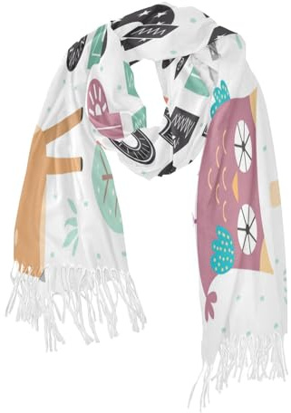 Yopersonalizes Damen-Schal, Tier, Fuchs, Alphabet, Damenschal, Pashmina-Schal, Wraps für Abendkleid, Hochzeit, Stola, warm, Winter, Geburtstag, Weihnachten, Geschenke für Frauen, mehrfarbig, 42