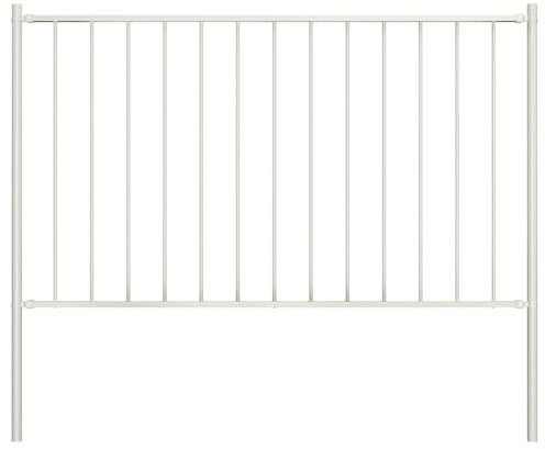 Juroupi Fence Panel with Posts Powder-coated Steel 1.7x0.75 m White,Building Materials,Posts,Fence Posts,Garden Fence Posts-145215