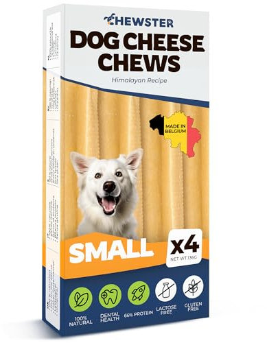 CHEWSTER Käsestangen - Kaukäse Hundeknochen - Kaukäse für Hunde - Langer Kauspaß aus natürlicher Milch – Natürliche Käse-Kauknochen (136 g, S, 4er Pack)