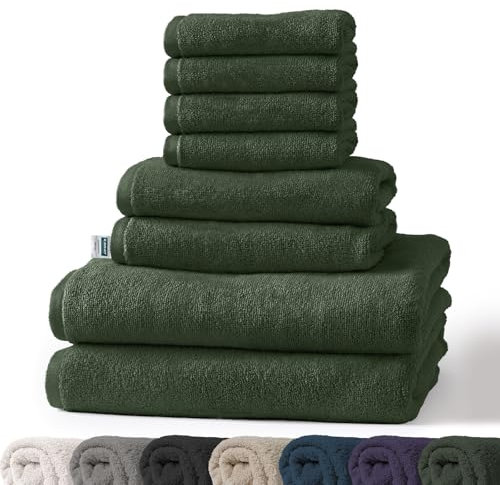 KARAT Towels - 8-teiliges Set Handtücher aus 100% Baumwolle - 2 x Badetuch, 2 x Handtuch und 4 x Seiftuch, Oeko-Tex 100 Zertifiziert (Grün, Bay)