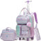 Trolley Rucksack Schulranzen mit Rollen Handgepäck Tasche Koffer Trolley Mädchen Rucksack Kindergepäck mit Rollen Schulranzen für Kinder