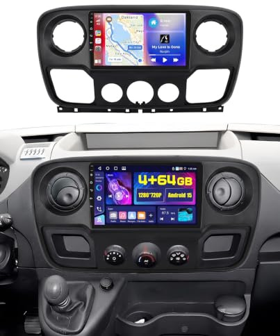 4+64G Autoradio für Renault Master 3 Opel Movano 2 Nissan NV400 2010-2021 | Touchscreen Carplay Autoradio 2 DIN GPS Navi Bluetooth WiFi FM/RDS Rückfahrkamera 4+64G