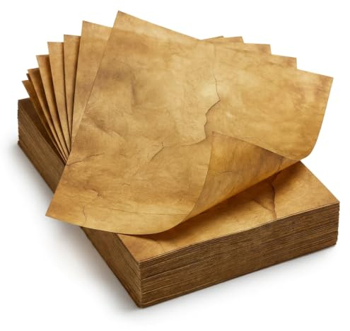 Vintage Briefpapier mit Struktur, Retro-Design, vielseitig einsetzbar für Einladungen, Zertifikate, Menüs, Bastelprojekte & Dekoration Urkundenpapier,– 100 Blatt Pergamentpapier