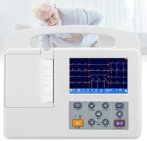 Portable Digital ECG Monitor, 3 Channel 12 Leads Vital Signs Monitor, 3.5-inch Color LCD Screen, Electrocardiograph PC Software, For Home, Hospital