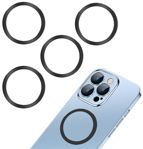 4 PCS Magnetic Metal Ring Stickers Compatible with MagSafe Ring Magnet | metal ring sticker for MagSafe wireless chargers and car holders compatible with iPhone 12-17 series,Galaxy and most phones