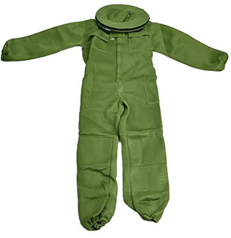 Imkerschutzkleidung, atmungsaktives Netzgewebe, Abnehmbarer runder Schleier, Imkerhut, grün, Größe XXXL