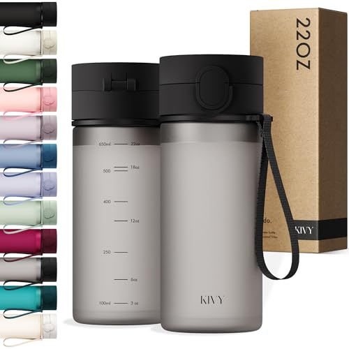 KIVY Borraccia Tritan Con Tappo a Ribalta 650ml [ANTIGOCCIA E ANTIURTO] - Bottiglia Acqua senza BPA con Coperchio Apribile e Adatta a Bevande Gassate - Borraccia per Bambini e Adulti - Nero