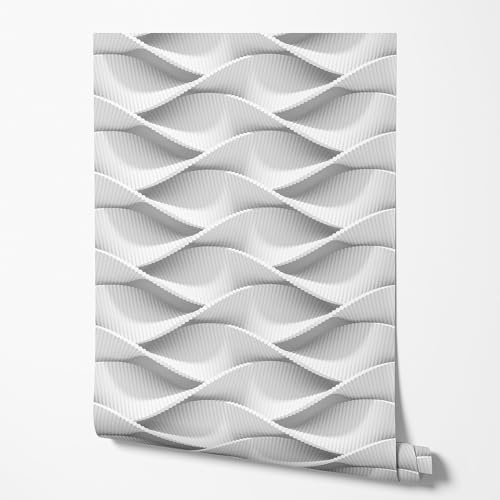GP TONER Vliestapete 3D Wellen Struktur Grau Modern Wandtapete Wohnzimmer Schlafzimmer Flur Minimalistisch Linienoptik Tiefeneffekt Elegantes Design UV-beständige Tapete 10m x 0,5m