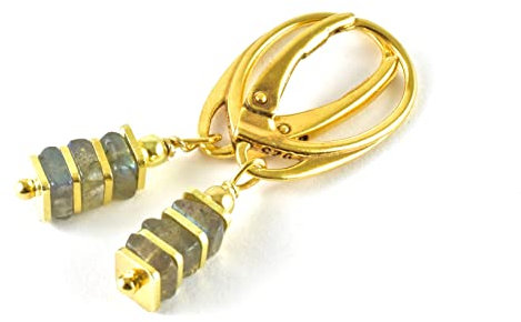 Ohrringe mit Labradorit,gold,vergoldetes Sterling Silber,Edelstein Ohrringe,Labradorit,Ohrhänger,gold Ohrringe,grau,türkis