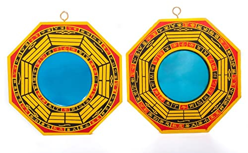 DMtse Bagua konkaver Spiegel, Schutz vor passiver negativer Energie, gegen aktive verletzende Energie, 2 Stück, 10,2 cm