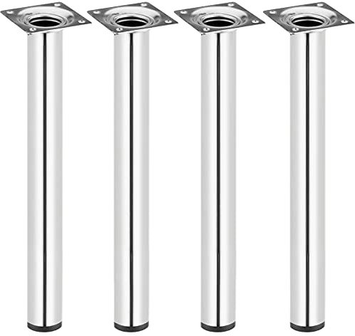 PrimeMatik - Pieds de Table Rond pour Meubles et Bureau en Acier chromé 40cm 4-Pack