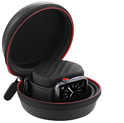 Simpeak Tragetasche kompatibel mit Apple Watch Box, Uhrenständer Ladestation Ladegerät Ständer unterstützt, Schwarz