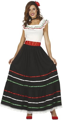 FIESTAS GUIRCA | Costume Mexicana Adulti - Vestito Tradizionale - Costumi per Feste Messicane, Día de los Muertos, Halloween e Carnevale - Ideale per Donne - Nero e Multicolore